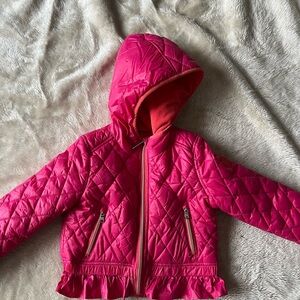 Girls Michael Kors Bright Pink Quilted Hooded Jacket